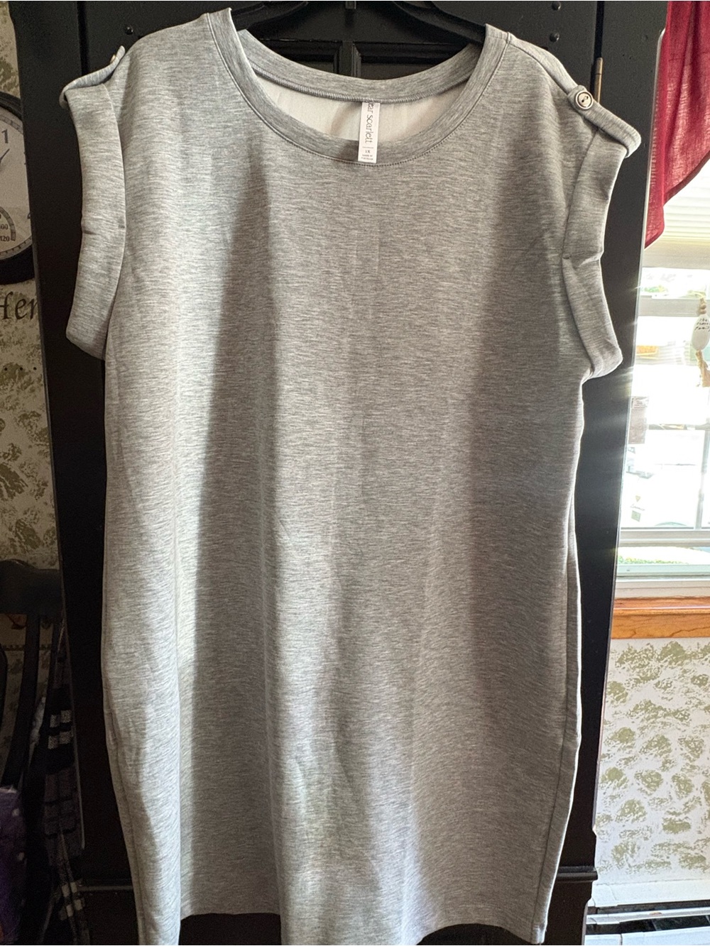 Scarlett Light Gray Sleeveless Tunic with Button-Shoulder Detail